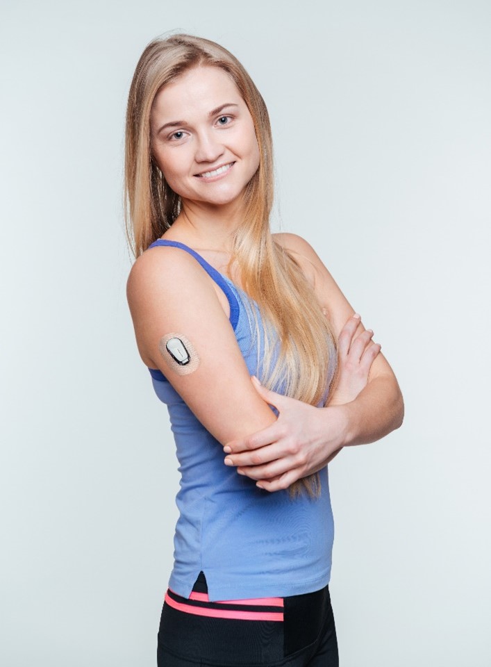 girl with insulin patch